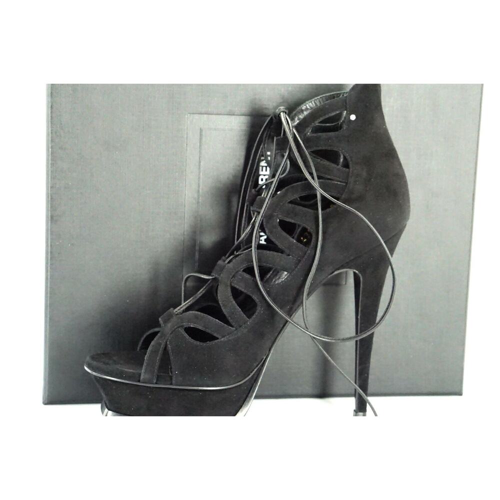 Saint Laurent Tribute Black Suede Platform Strappy Sandals Size 39.5 NIB $995